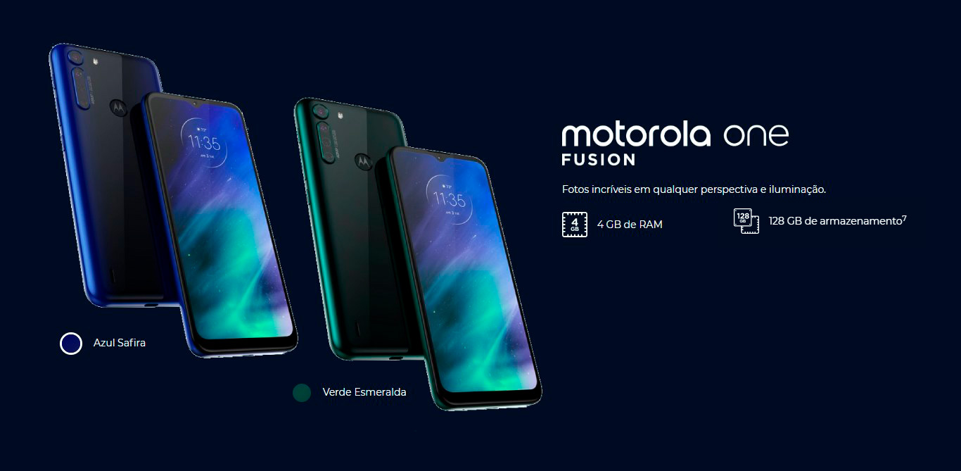  Smartphone Motorola One Fusion 64GB Dual Chip Câmera 48MP + 8 MP + 5 MP + 2 MP Tela 6,5
